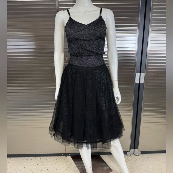 Chanel 22B Shimmering Black Tank Crop Camisole Top 40 - Picture 2 of 16